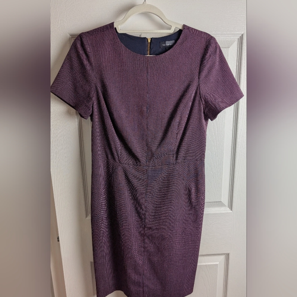 The Limited Rich Purple, Short Sleeve Sheath Midi Dress, Sz. 6